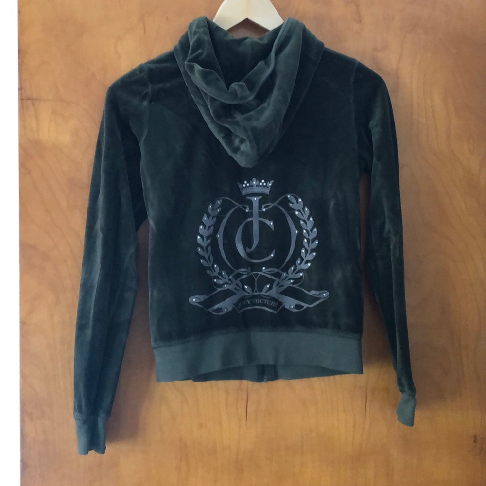 Juicy Couture Graphic Velour Hoodie - Olive